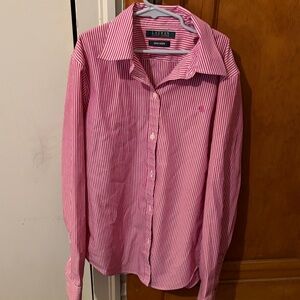 Ralph Lauren Men's Pink and White Striped Shirt